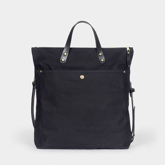 WAXED CANVAS FELIX BAG BLACK WAXED + TAN LEATHER - Picture 7 of 8